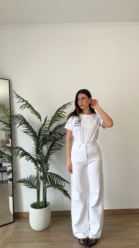 JEANS WIDE LEG WHITE