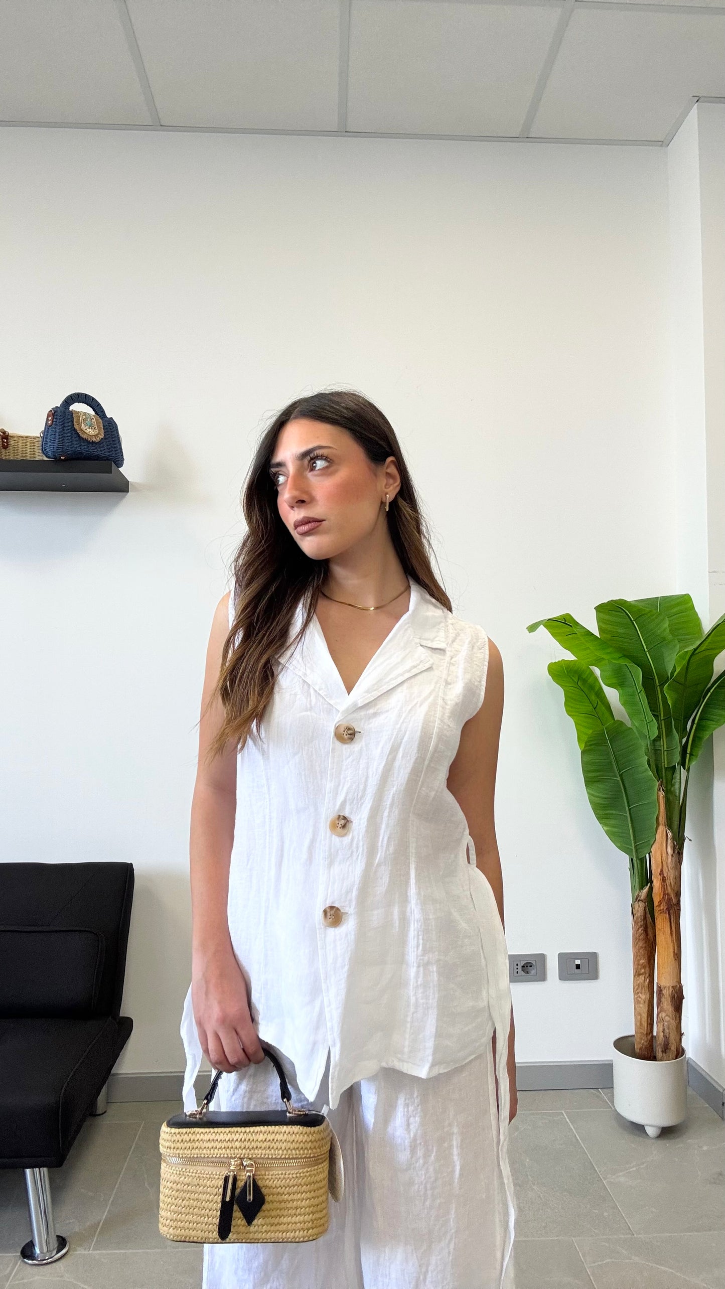GILET IN 100% LINO