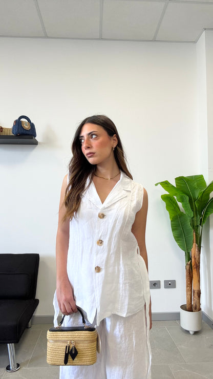 GILET IN 100% LINO