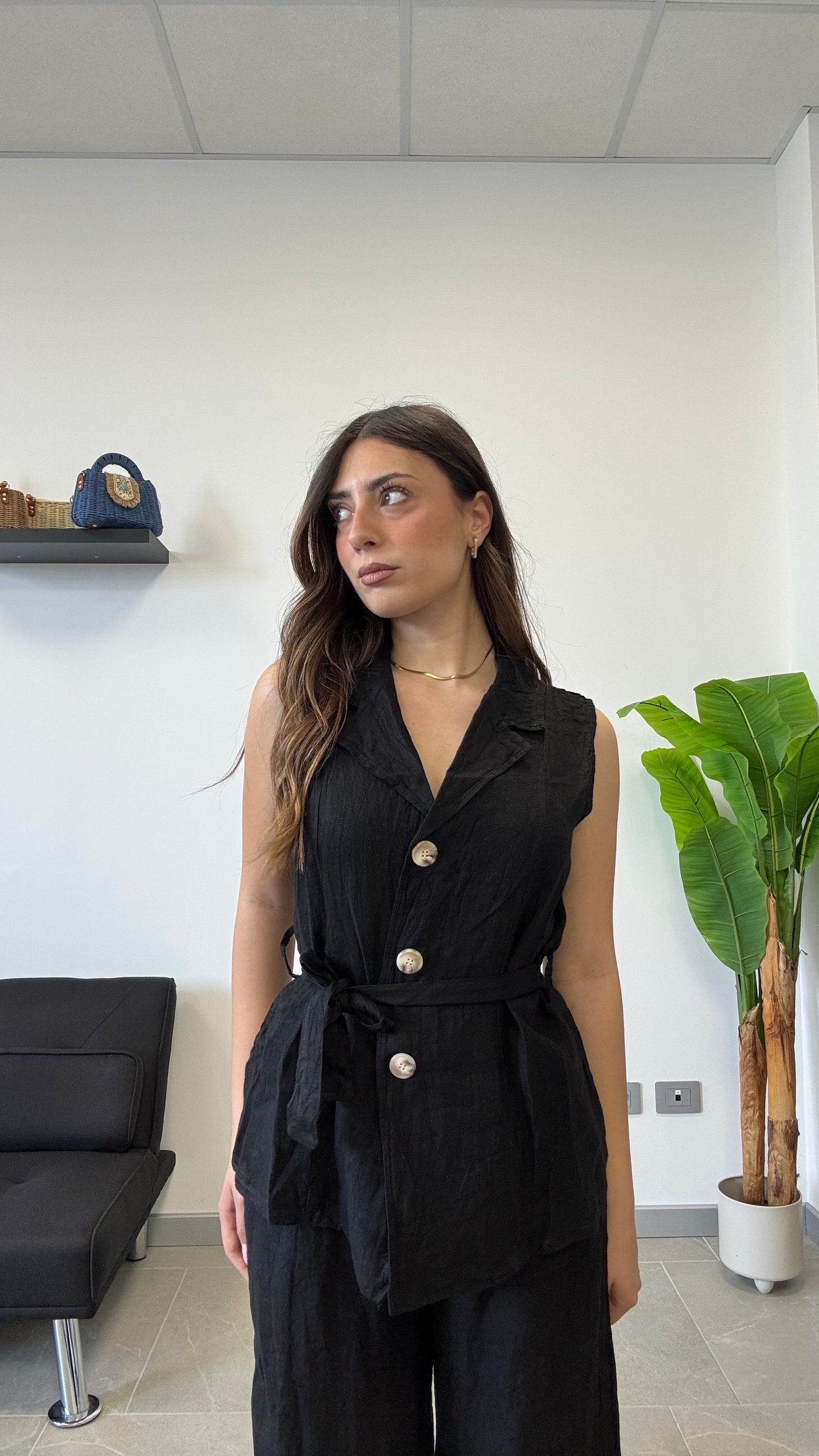 GILET IN 100% LINO