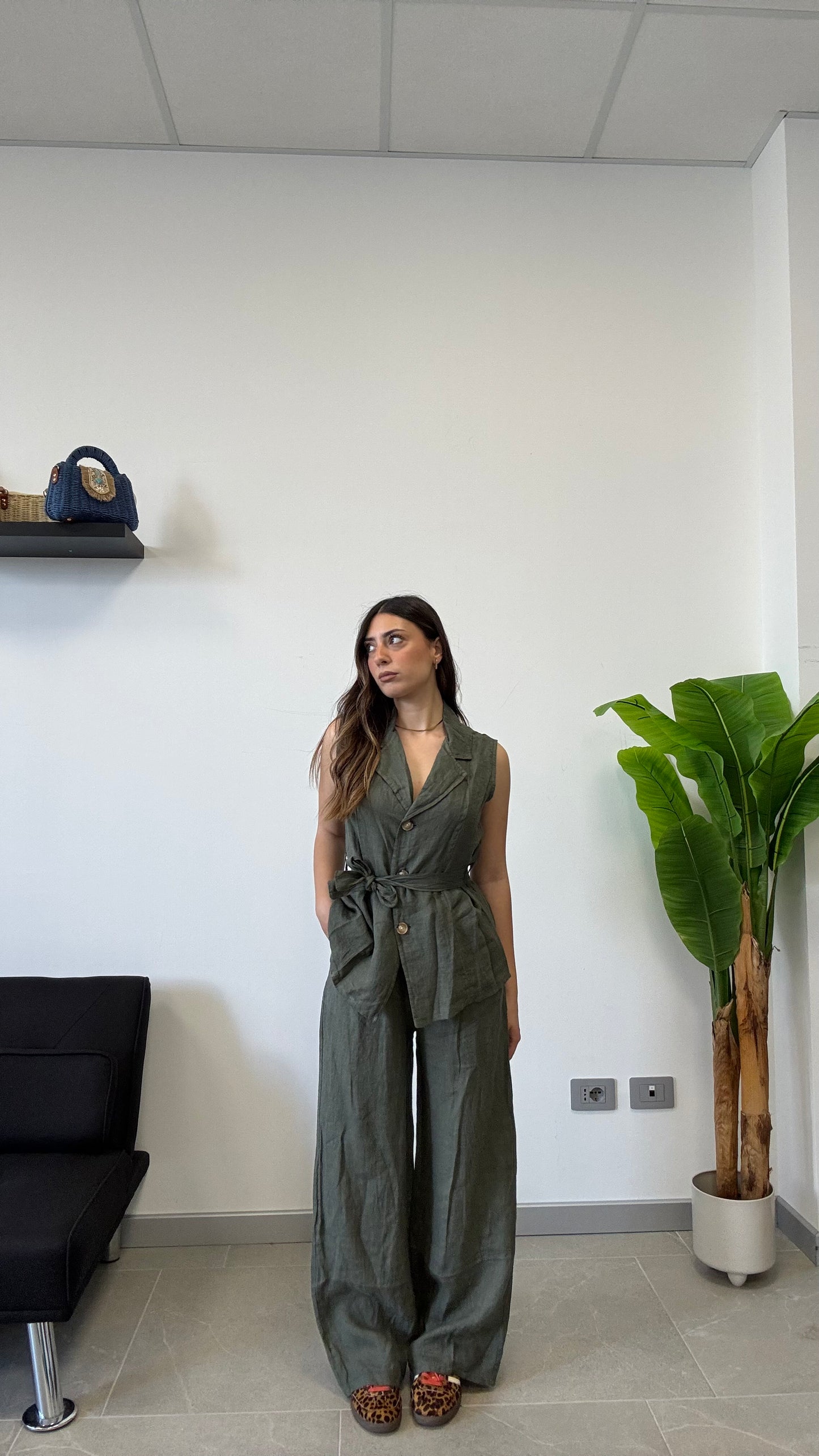 GILET IN 100% LINO
