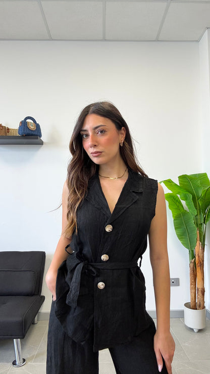 GILET IN 100% LINO