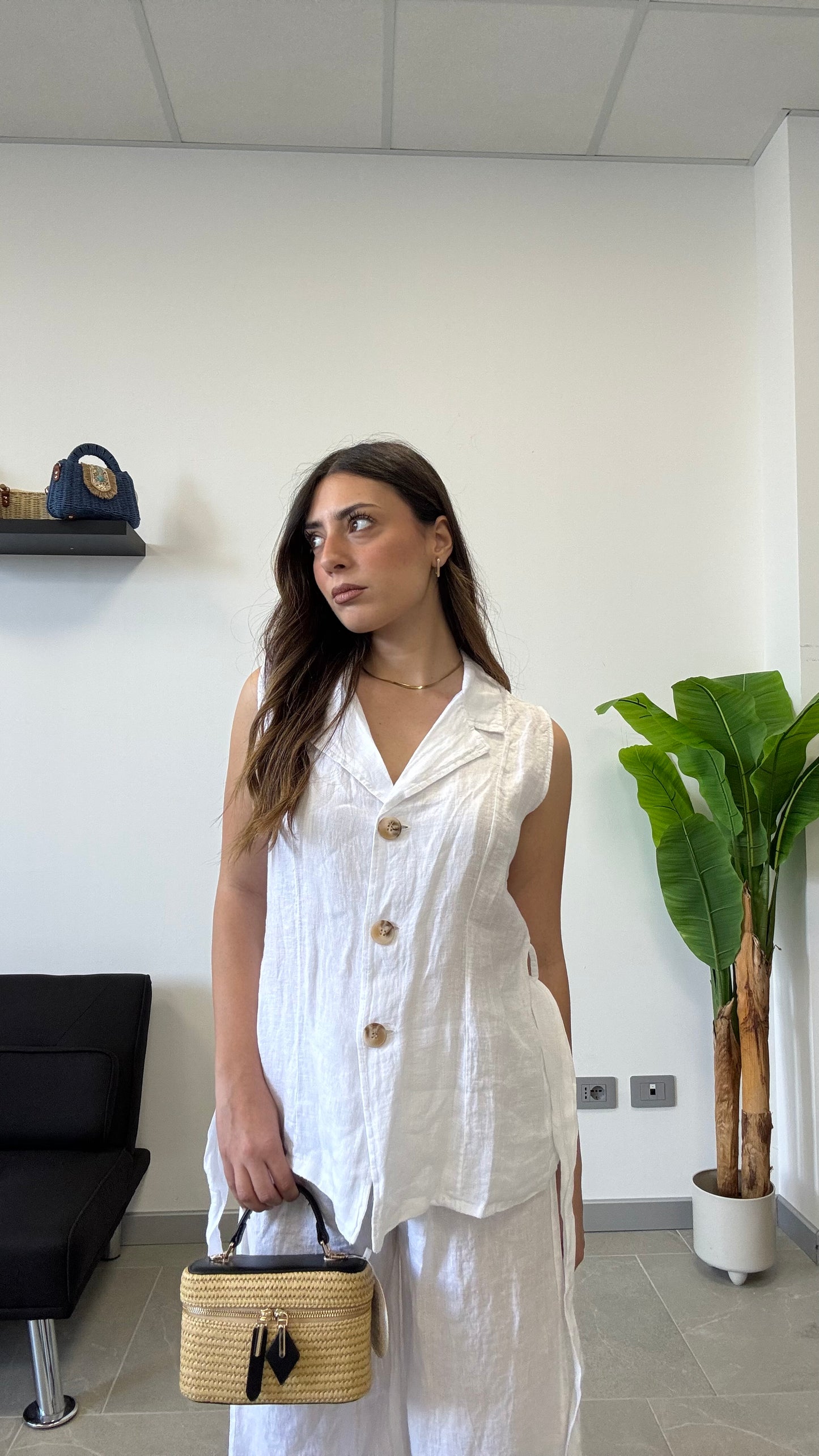 GILET IN 100% LINO