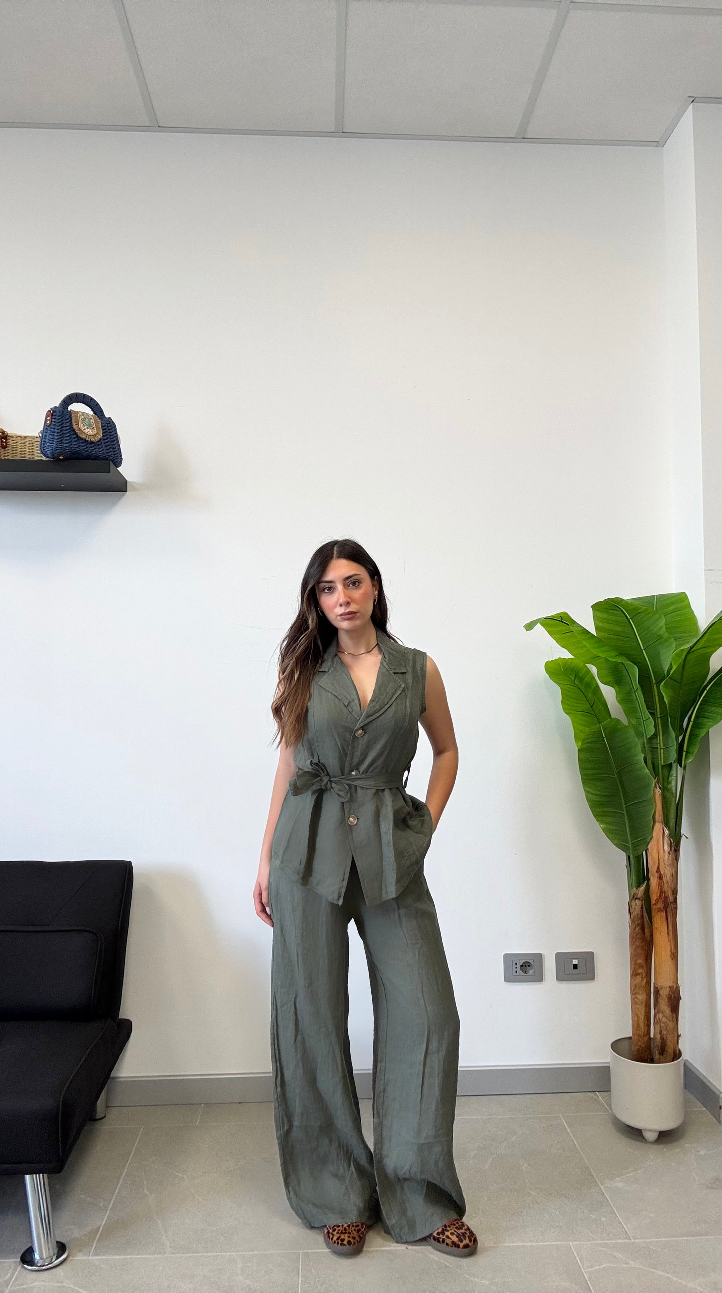 GILET IN 100% LINO