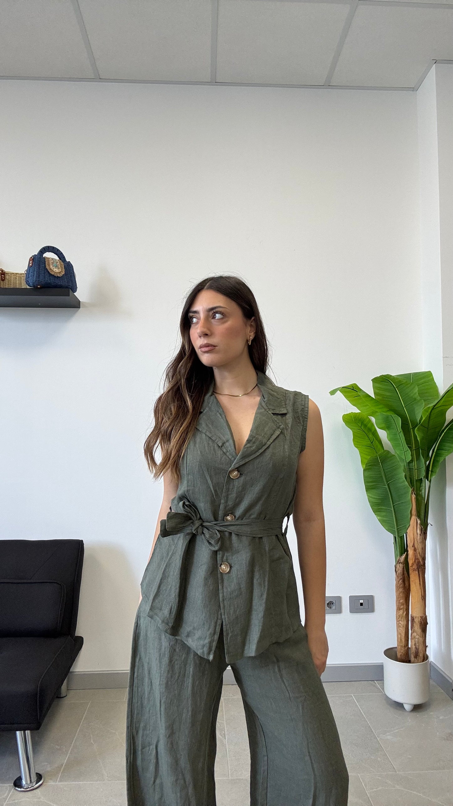 GILET IN 100% LINO