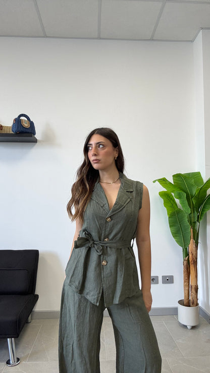 GILET IN 100% LINO