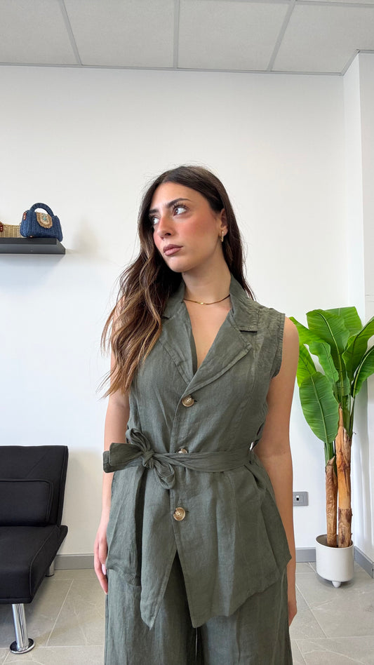 GILET IN 100% LINO