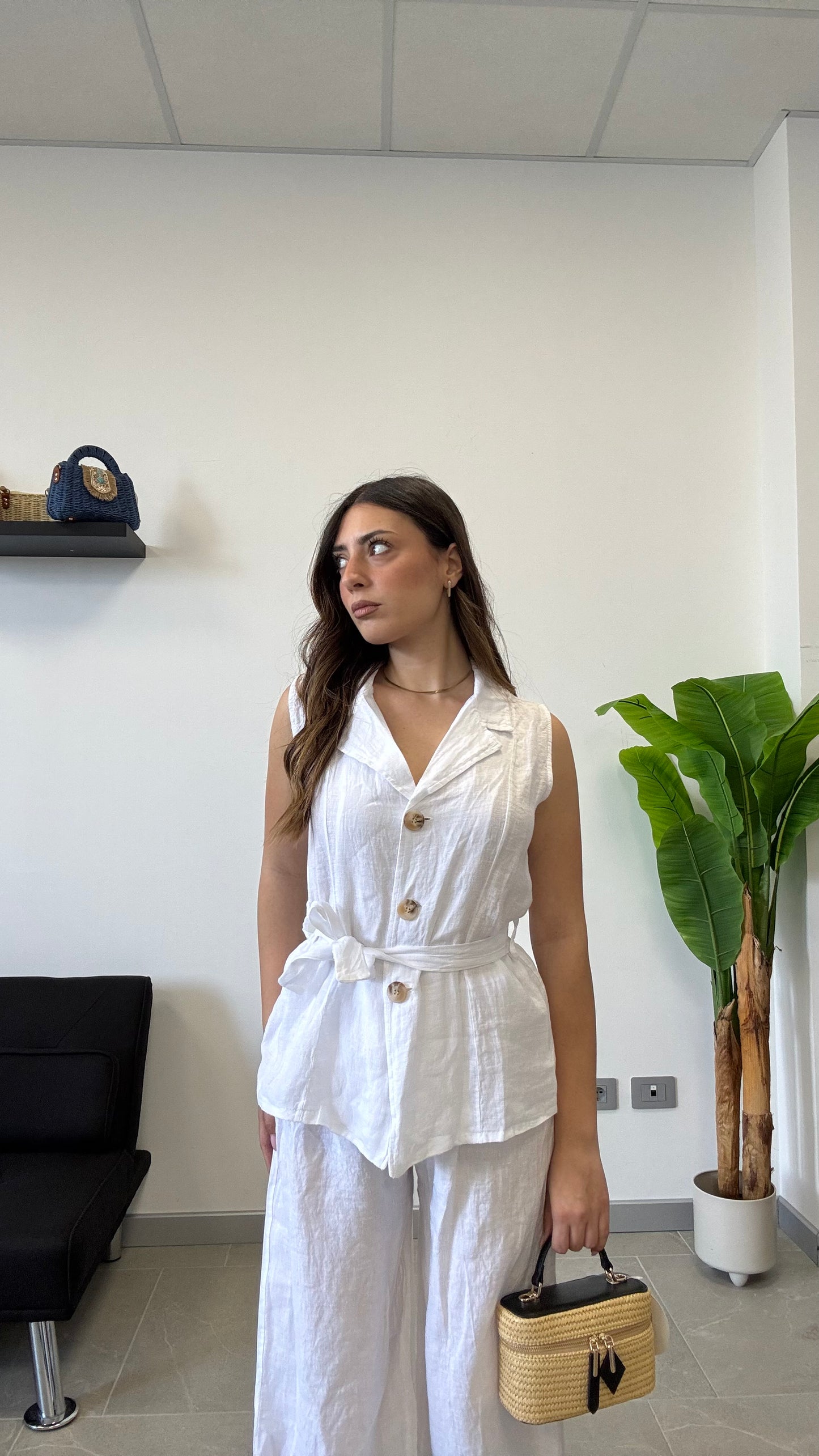 GILET IN 100% LINO