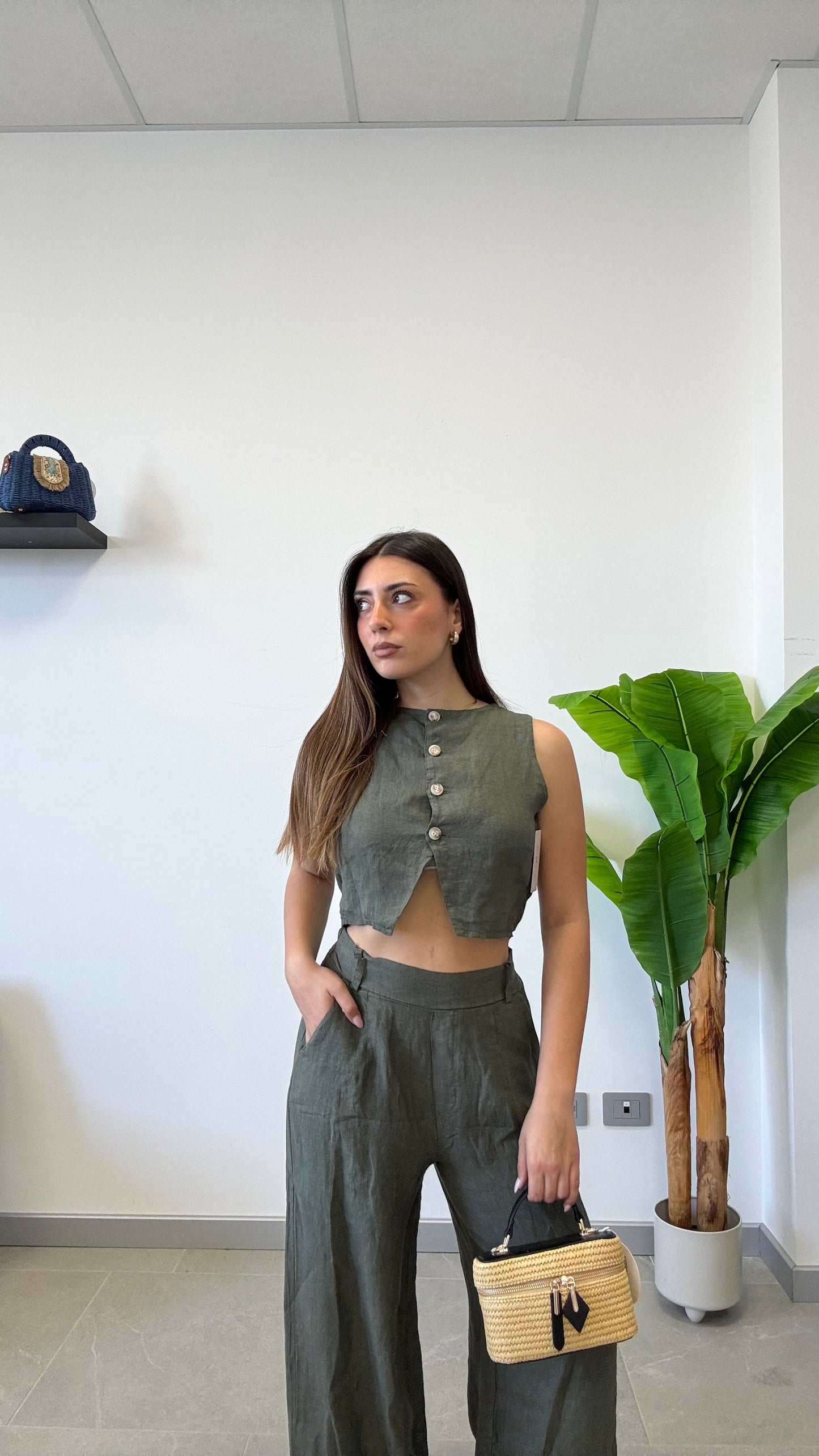 PANTALONE IN 100% LINO
