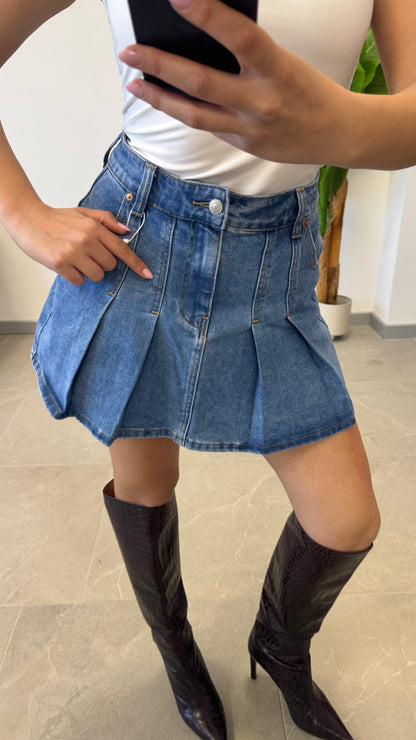 MINI GONNA JEANS LAVAG MEDIO
