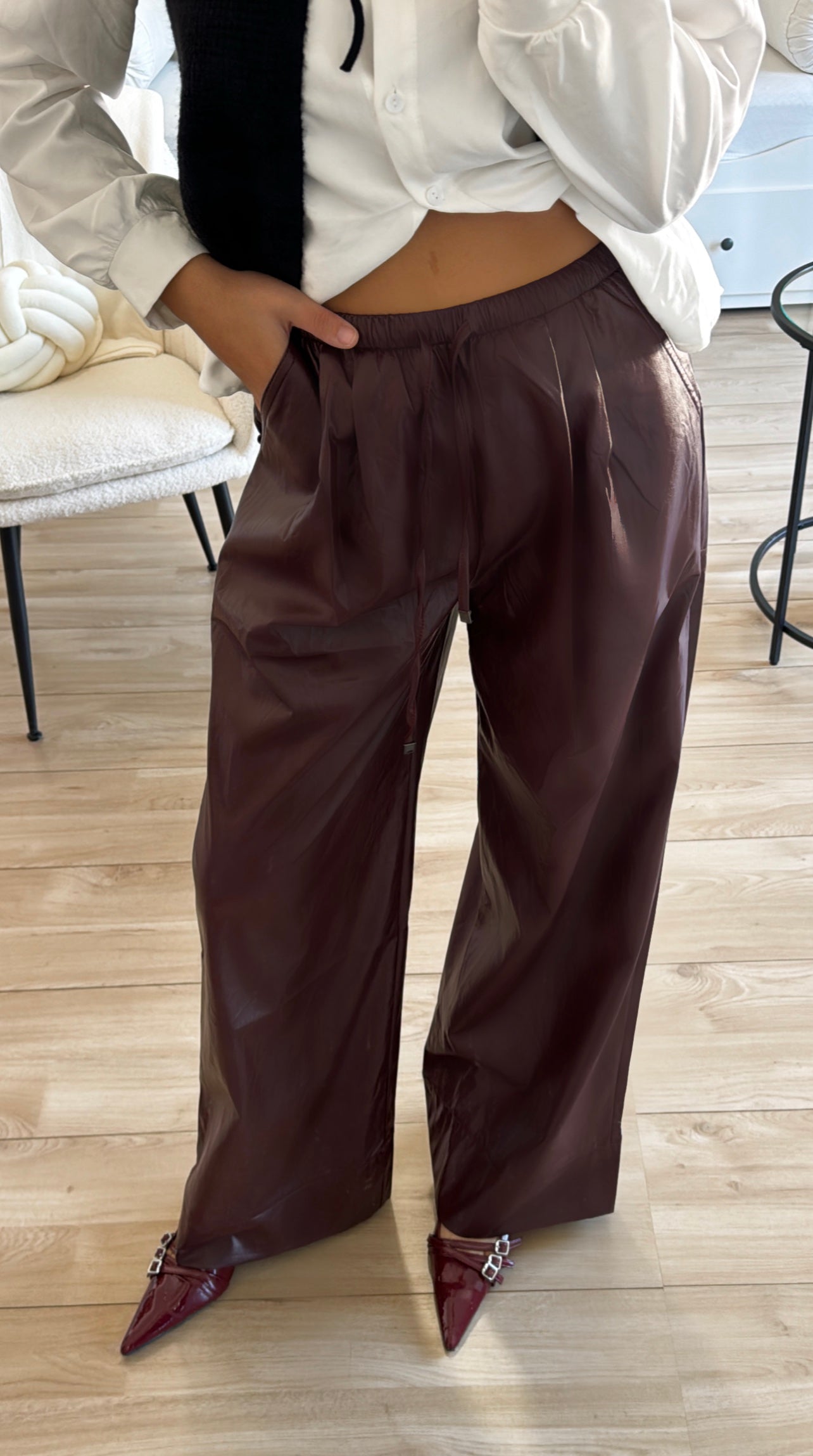 PANT ECOPELLE BORDEAUX