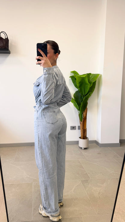 SALOPETTE IN JEANS LAVAG CHIARO