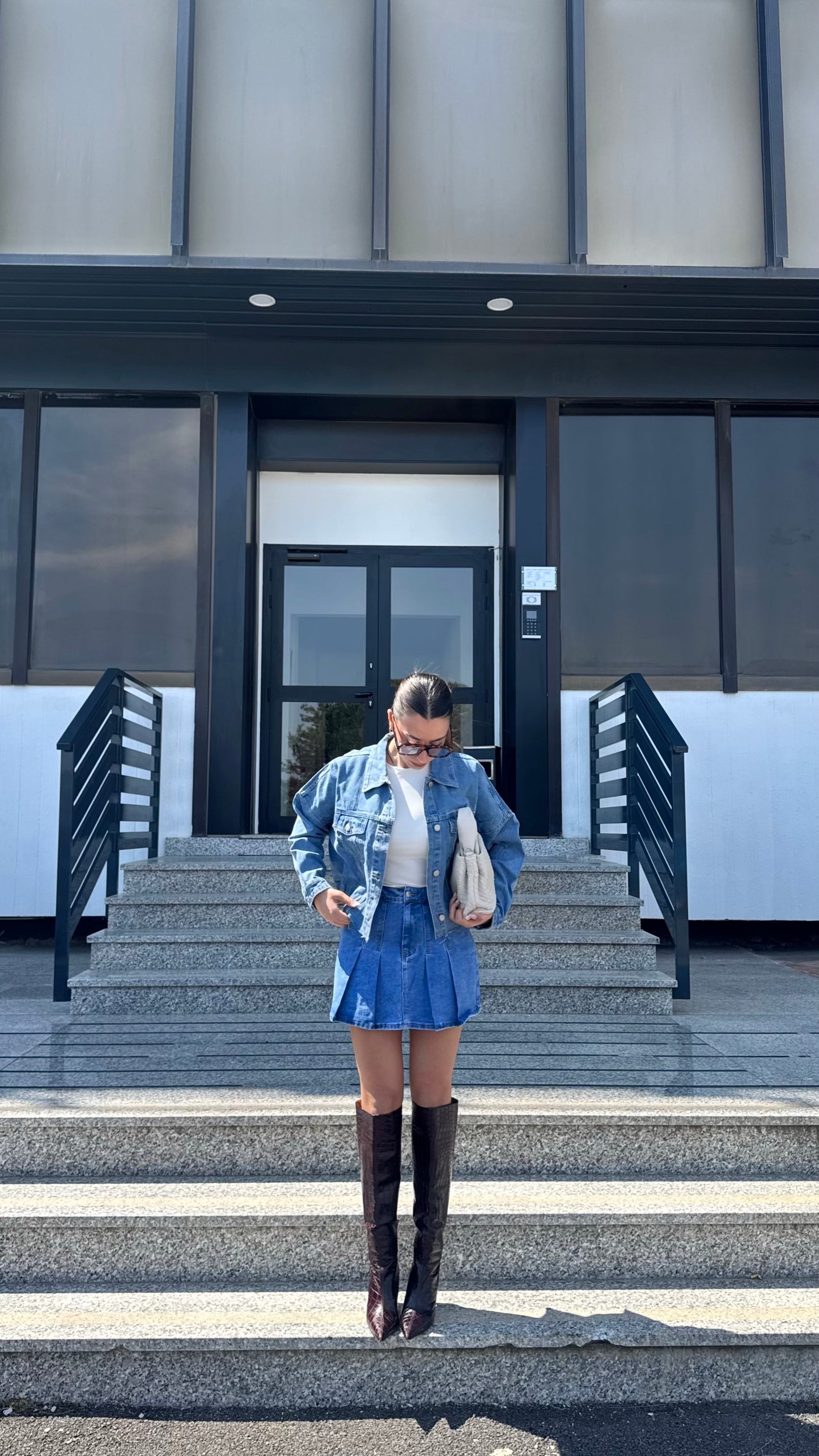 MINI GONNA JEANS LAVAG MEDIO