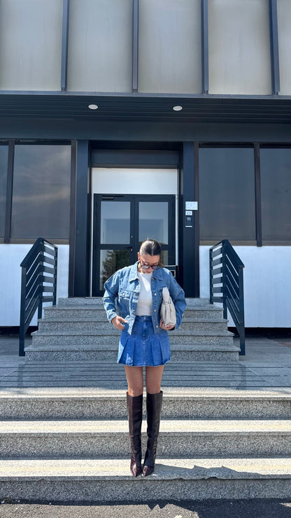 MINI GONNA JEANS LAVAG MEDIO