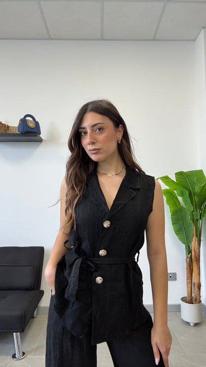 GILET IN 100% LINO