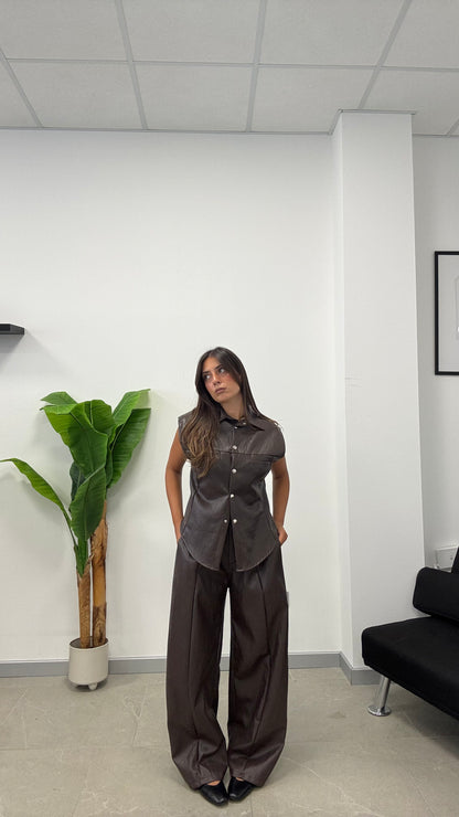 PANT ECOPELLE “BROWN”