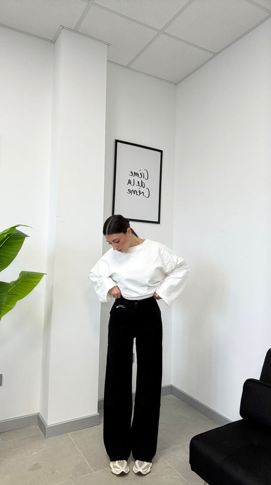 JEANS WIDE BLACK “409-B”