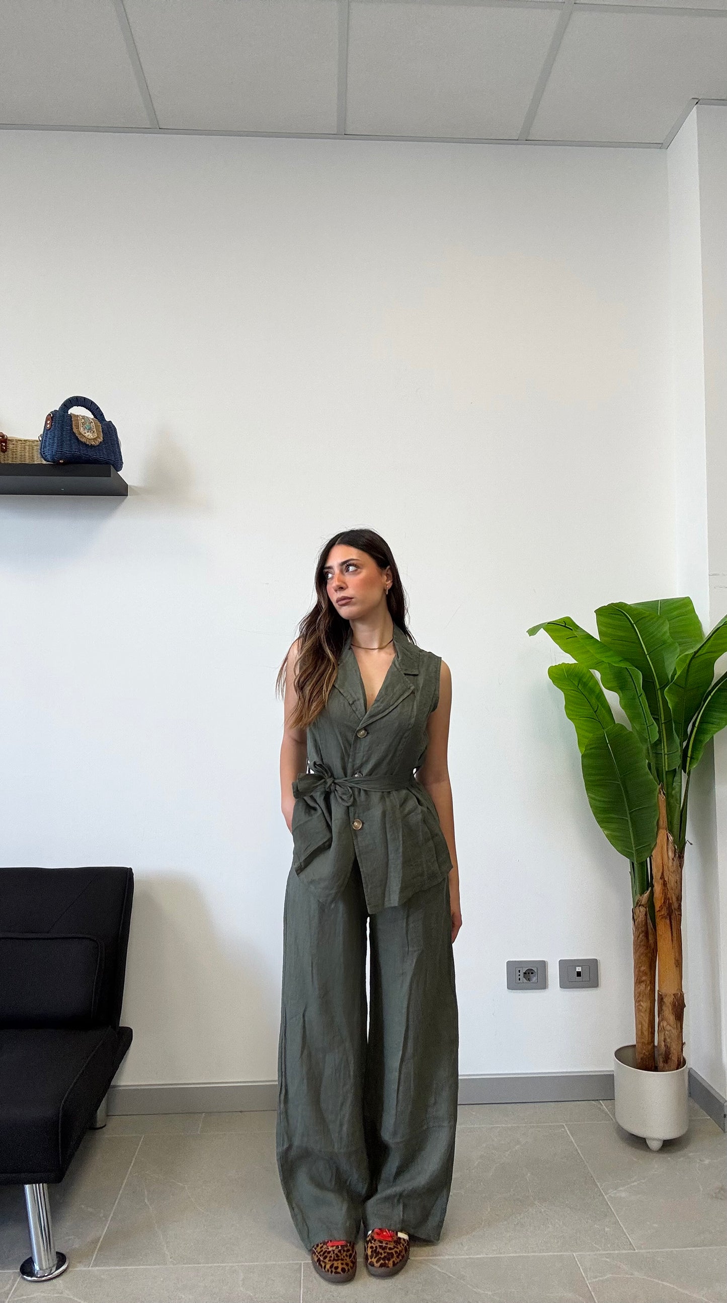 GILET IN 100% LINO