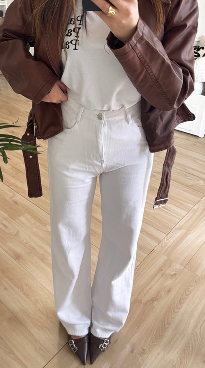 JEANS WIDE LEG WHITE