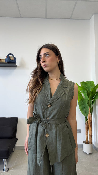 GILET IN 100% LINO